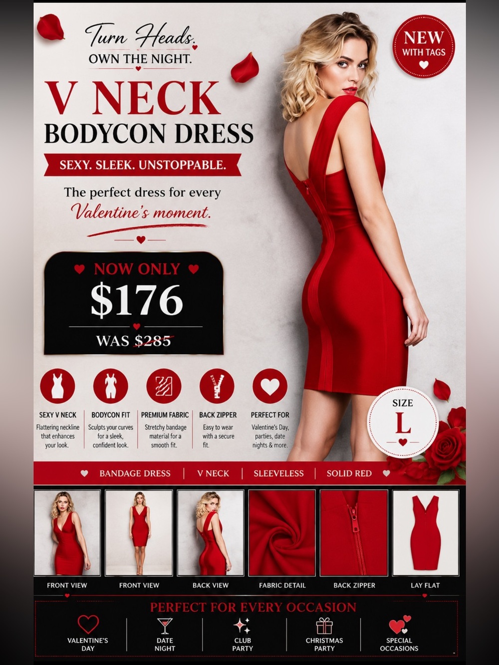 Women  Dress  V Neck Sleeveless Sexy BodyCon